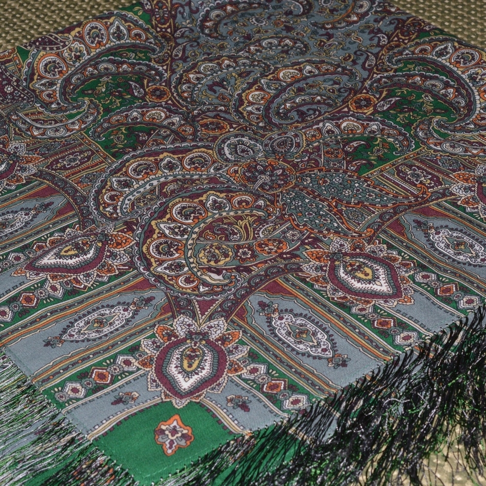 Shawl Scarf Large Wool Russian Style Pavlovo Posad